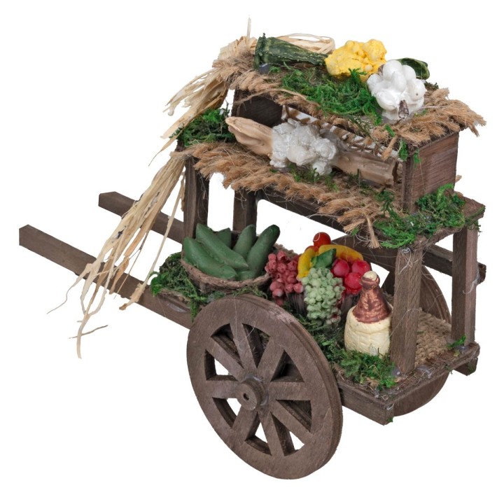 Carrito de madera verduras frutas cm 16x5,5x13 h