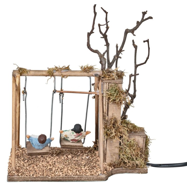 Pair of children on 12 cm series moving swing