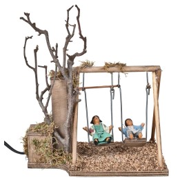 Coppia di bambini su altalena serie 12 cm in movimento