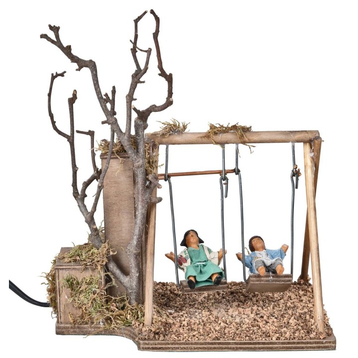 Pair of children on 12 cm series moving swing