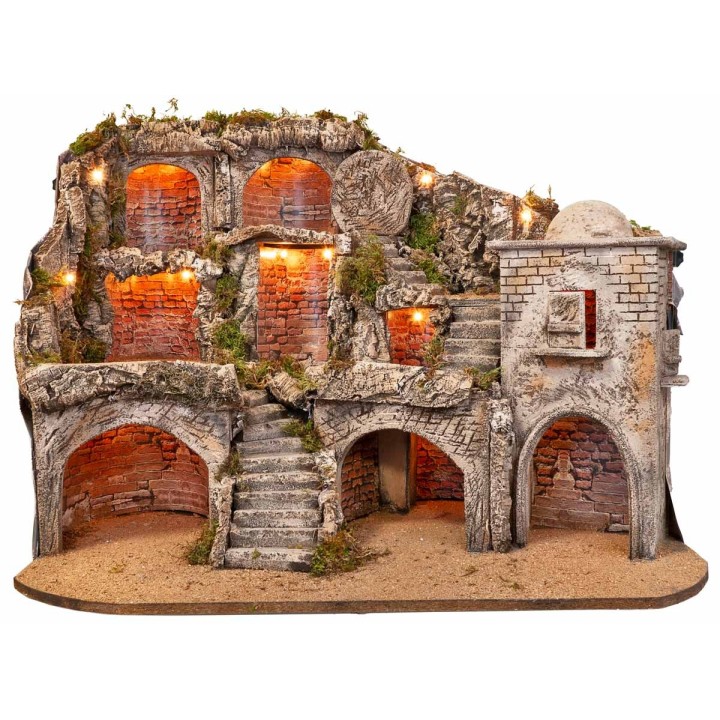 Illuminated Easter Nativity with caves and sepulchre cm