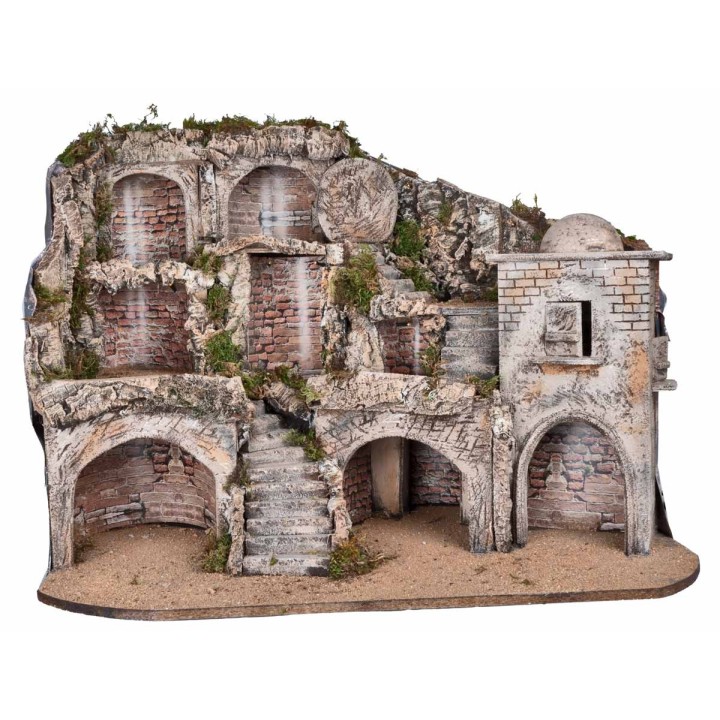 Illuminated Easter Nativity with caves and sepulchre cm