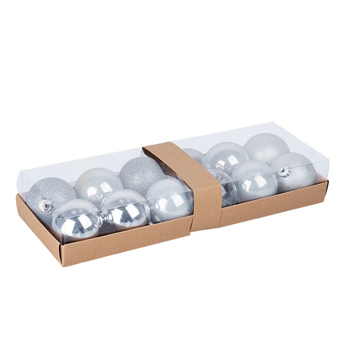 Set 12 palline argento ø 6 cm per albero di Natale