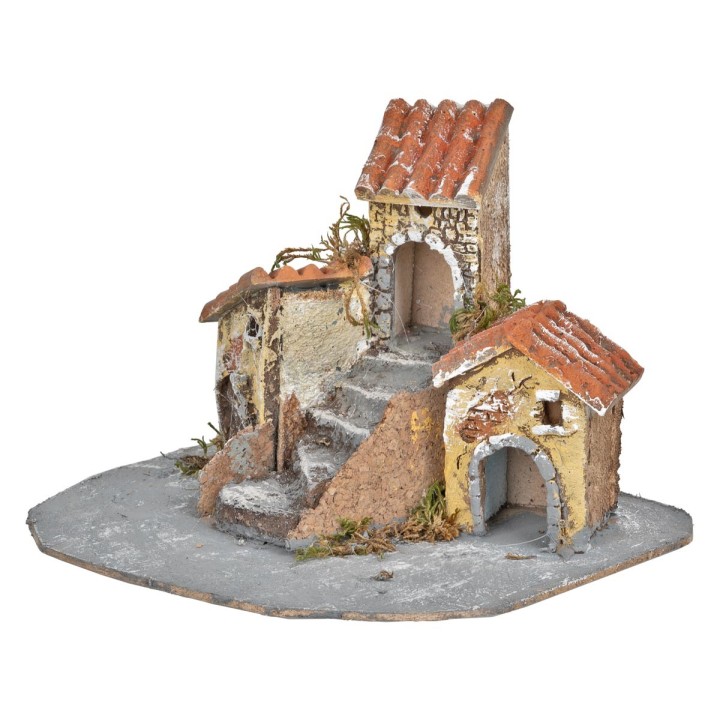 Group of resin houses with staircase cm 20x18x14 h