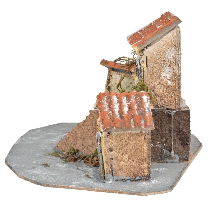 Group of resin houses with staircase cm 20x18x14 h