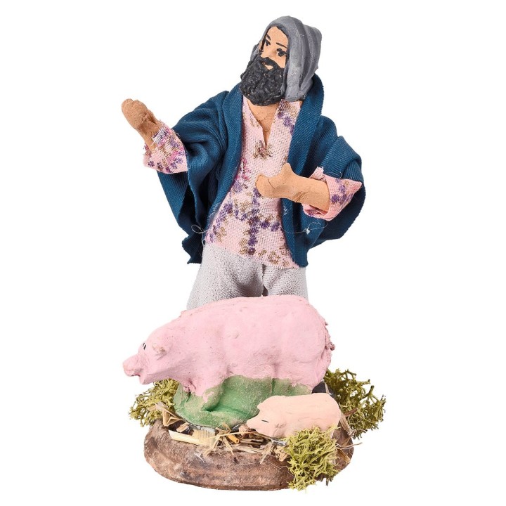 Farmer with pigs 12 cm