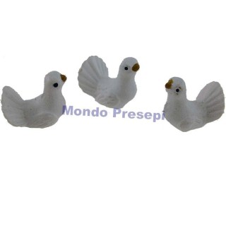 Conjunto de 3 palomas blancas de 2 cm