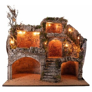 Presepe Pasquale illuminato con grotte cm 62x45x60 h