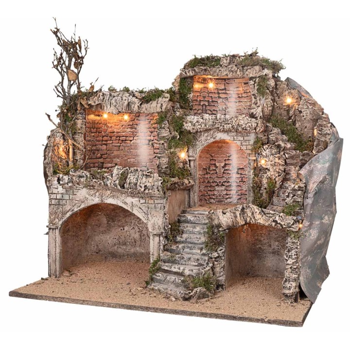 Pesebre Pascual iluminado con cuevas cm 62x45x60 h