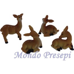Set 4 cervi cm 4,5 in resina