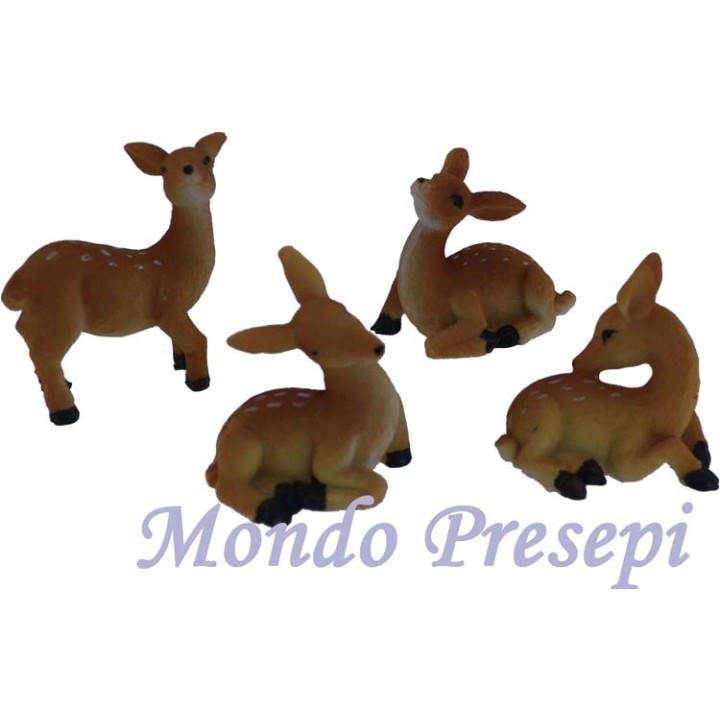 Set of 4 deer cm 4.5 in resin