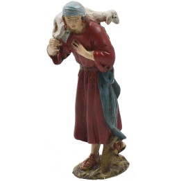 Buen pastor oriental en resina pintada 10 cm serie económica