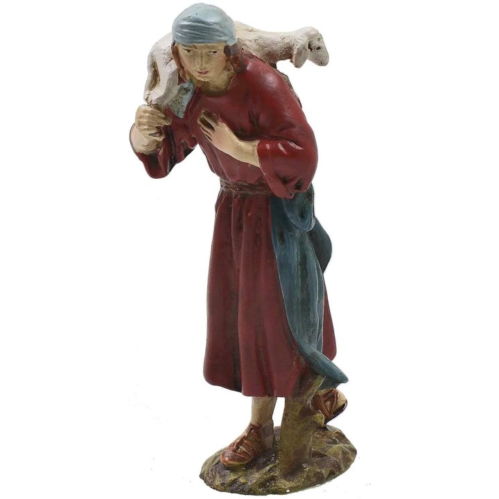 Buen pastor oriental en resina pintada 10 cm serie económica
