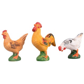 Set tre gallinacei in pvc per statue 20-30 cm