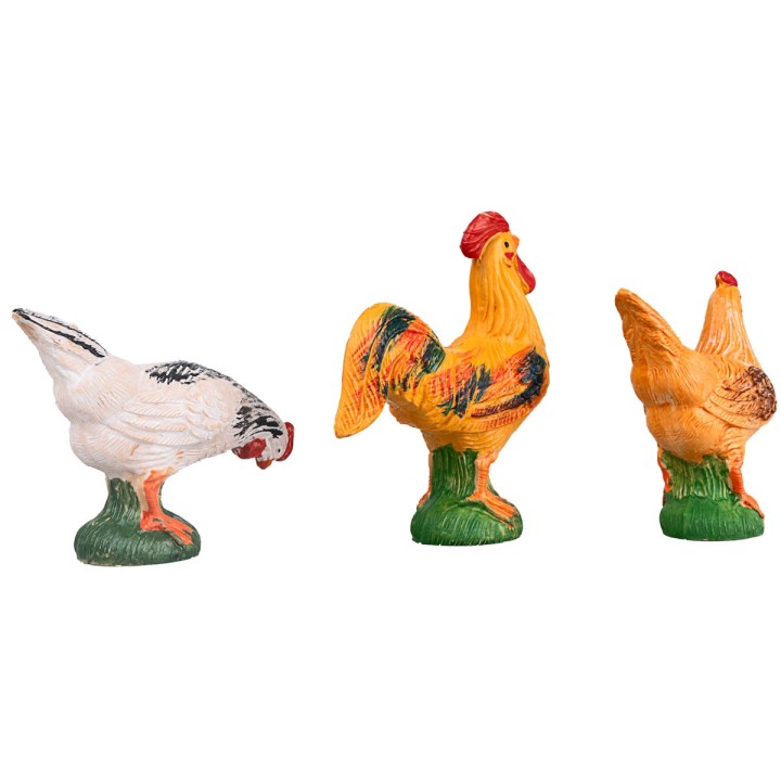Conjunto de tres aves de corral en PVC para estatuas de 20-30 cm