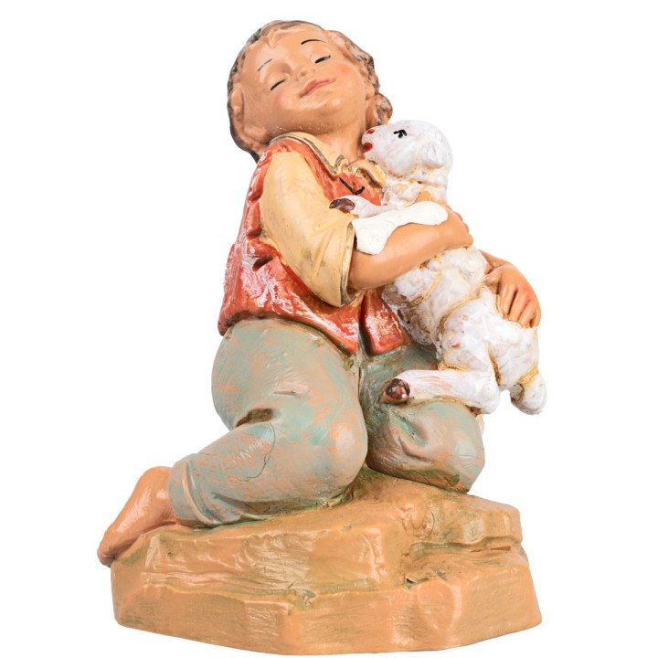 Bimbo inginocchiato con agnello serie 30 cm Fontanini