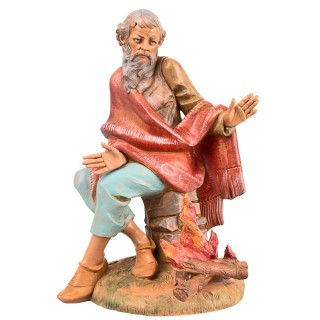 Viejo sentado al fuego serie 30 cm Fontanini