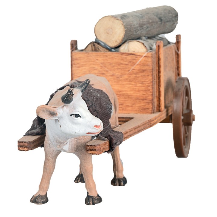 Wooden wagon with towed ox - Cod. 