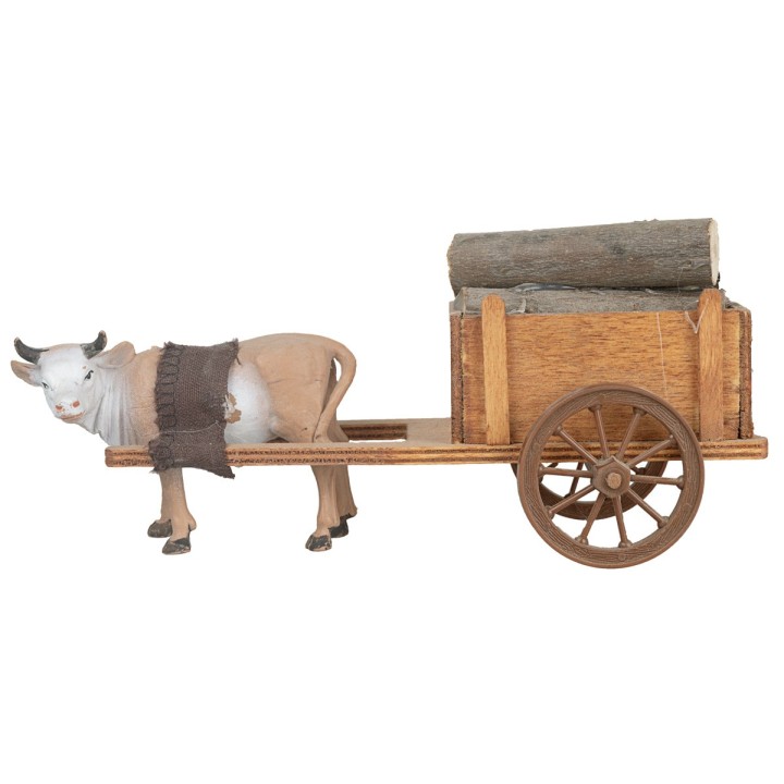Carro in legno con bue al traino - Cod. 
