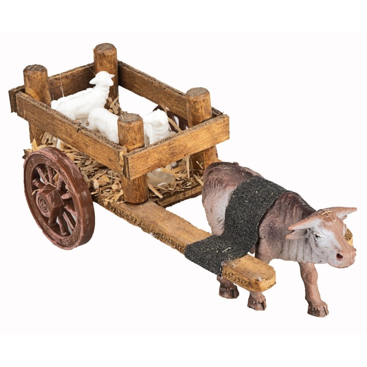 Carro in legno con pecore