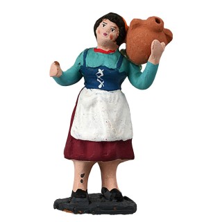 Donna 10 cm con anfora sulla spalla in terracotta dipinta