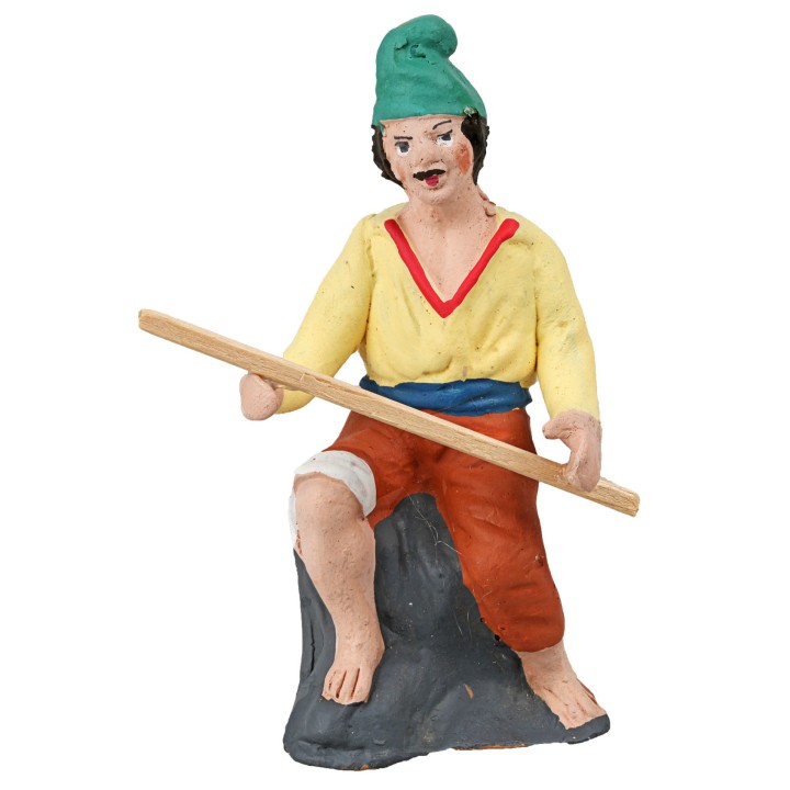 Pescatore serie 10 cm in terracotta dipinta