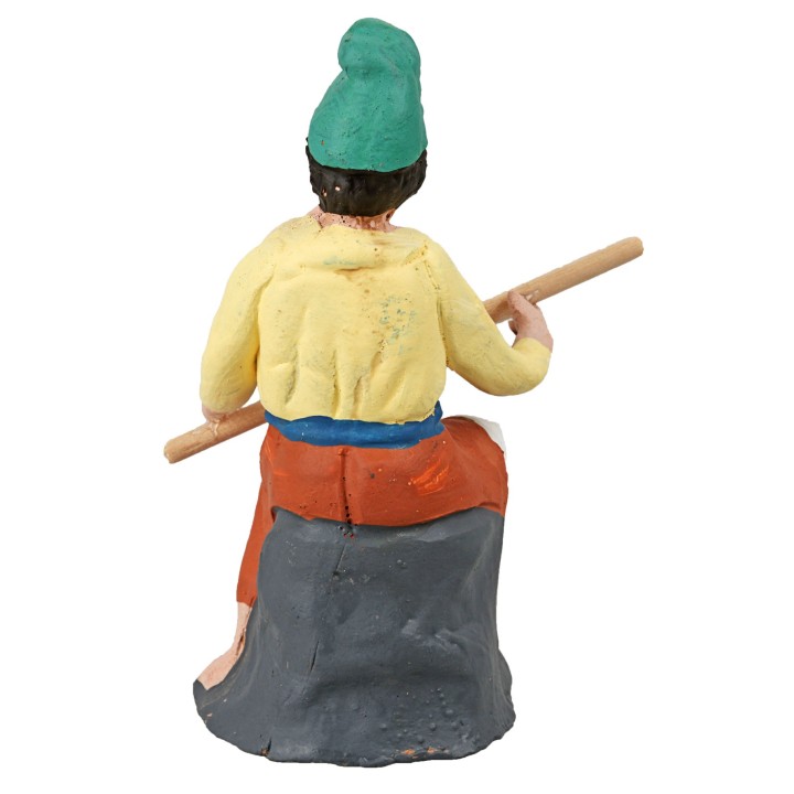 Pescador serie 10 cm en terracota pintada