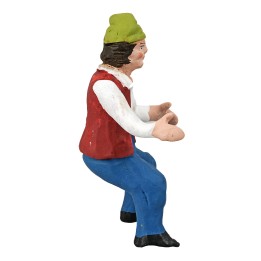 Pastor sentado de la serie 10 cm en terracota pintada