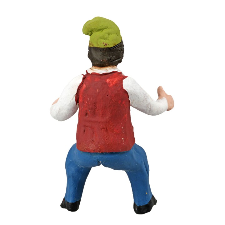 Pastor sentado de la serie 10 cm en terracota pintada