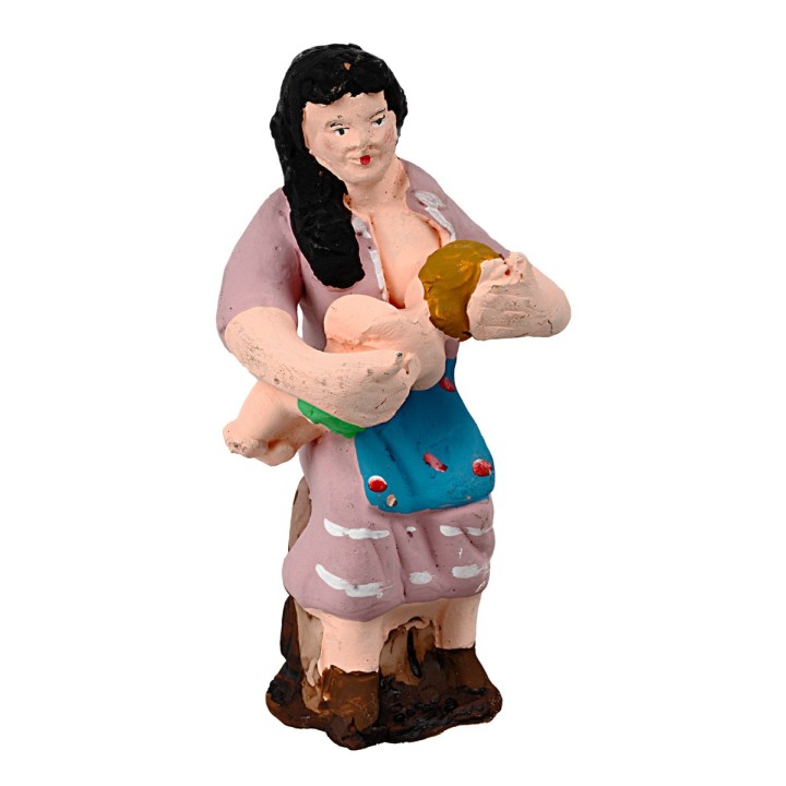 Seated woman breastfeeding a child from the 10 cm painted