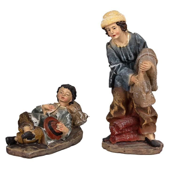 Set of 2 resin statues 15 cm