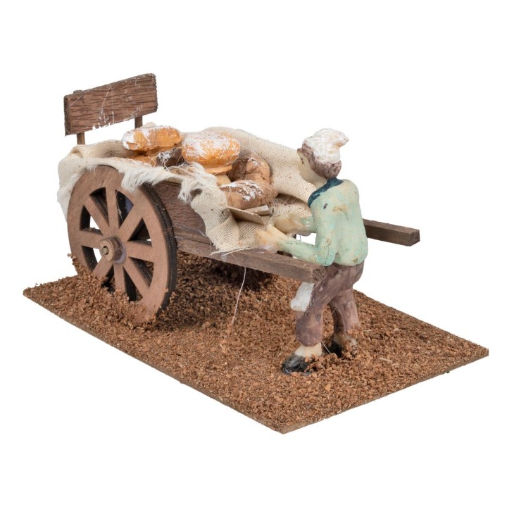 Carreta de Madera con Panadero cm 15x9,5x9 h