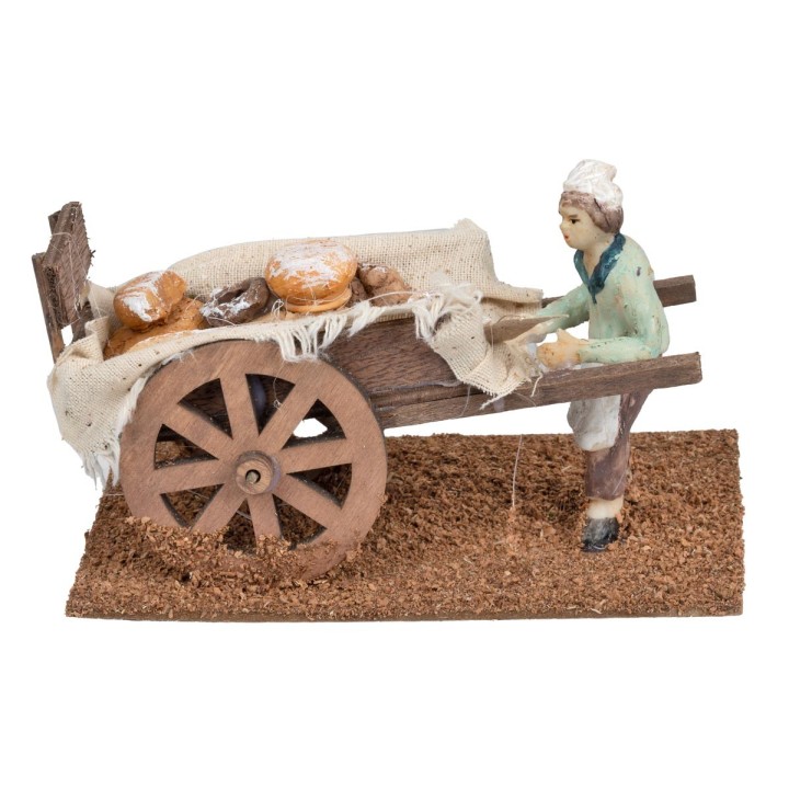 Wooden Cart with Baker cm 15x9.5x9 h