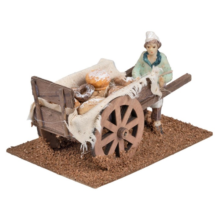 Wooden Cart with Baker cm 15x9.5x9 h