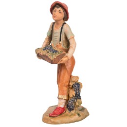 Ragazzo con cassetta d'uva 9,5 cm Fontanini