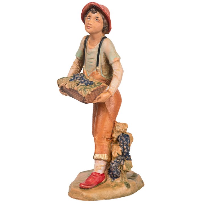 Ragazzo con cassetta d'uva 9,5 cm Fontanini
