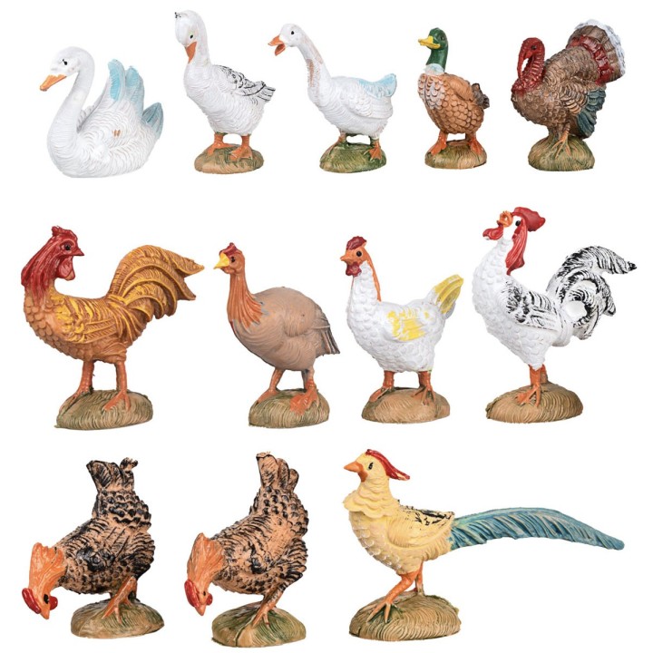 Juego de 12 aves de corral serie 10 cm Fontanini