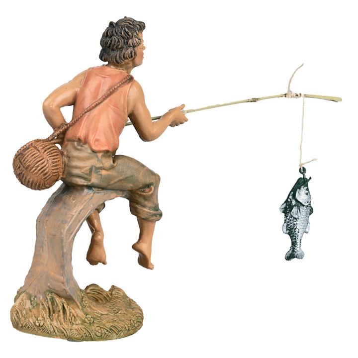 Fisherman with 10 cm Fontanini fishing rod