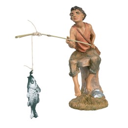 Pescatore con canna da pesca 10 cm Fontanini
