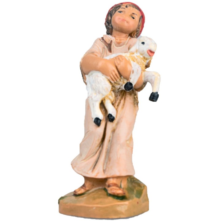 Child with lamb in arms 9.5 cm Fontanini