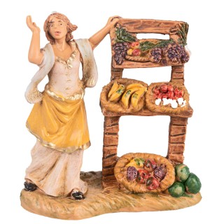 Fruttivendola con banchetto espositivo frutta e verdura 6,5 cm