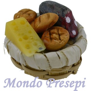 Cesto cm 3 con cibo- minuterie presepe
