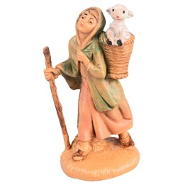 Ragazza con agnello nella gerla 6,5 cm Fontanini