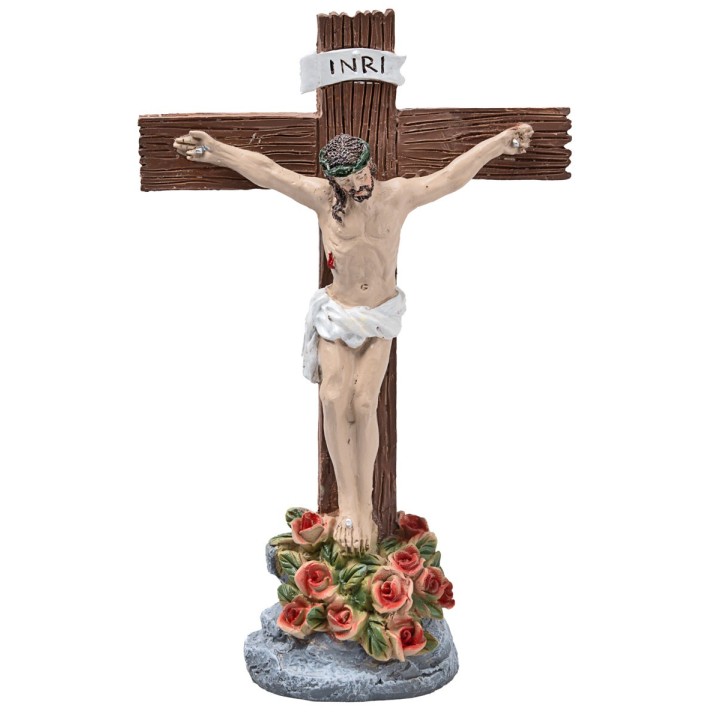 Jesús crucificado serie 12 cm en resina 20 h