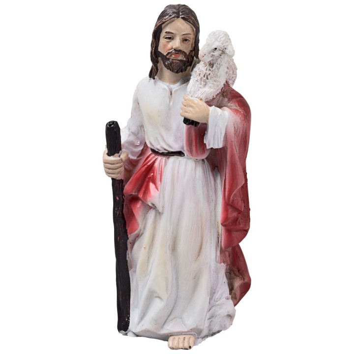 Jesus with little sheep 10 cm in resin Easter figurines