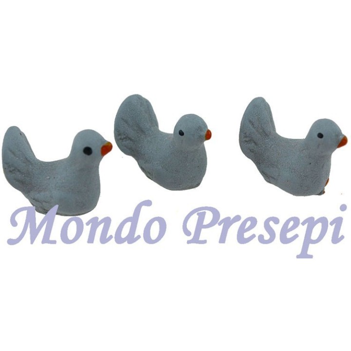 Juego de 3 palomas grises de 1,2 cm