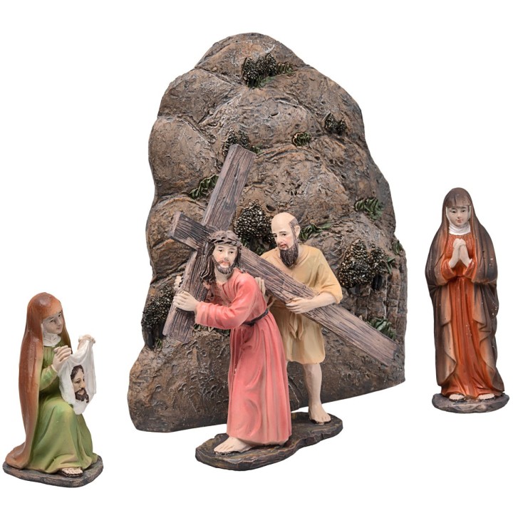 Jesús samaritano Verónica al Calvario 10 cm en resina estatuas