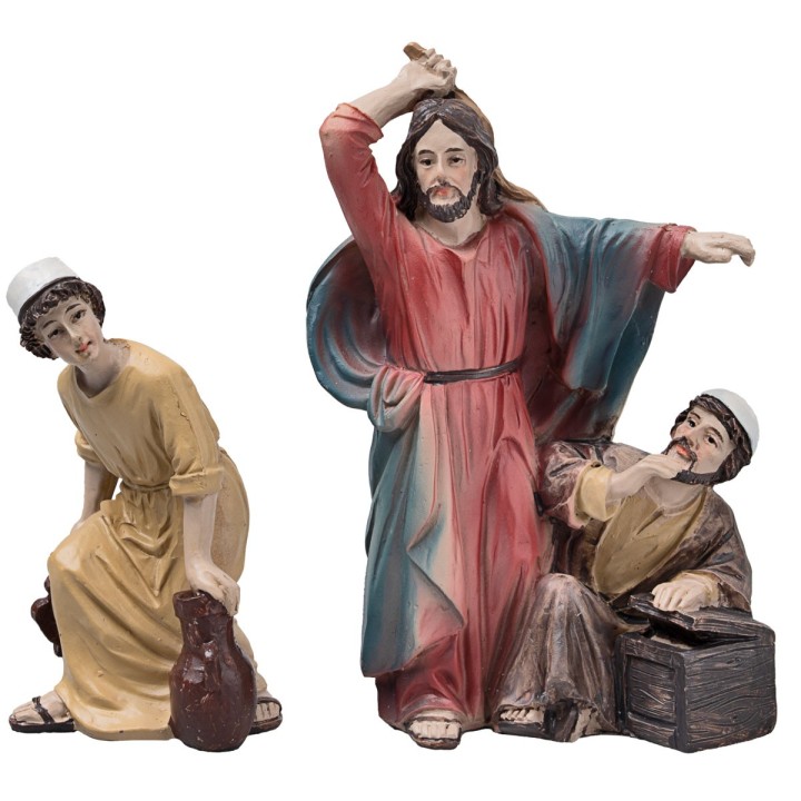 Expulsión de los mercaderes del templo 10 cm en resina estatuas