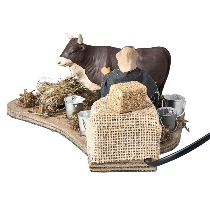 Man milking cow series 10 cm in motion