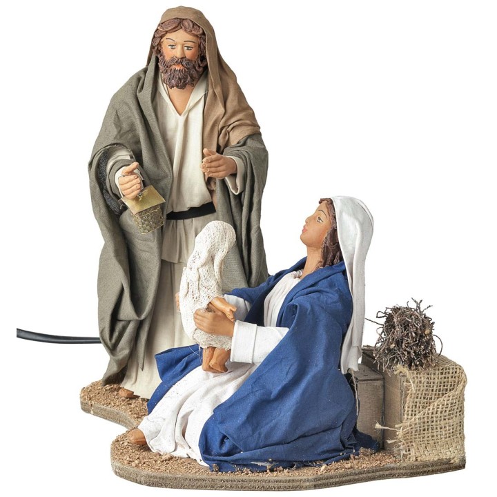 Natività con bimbo in braccio 24 cm in movimento